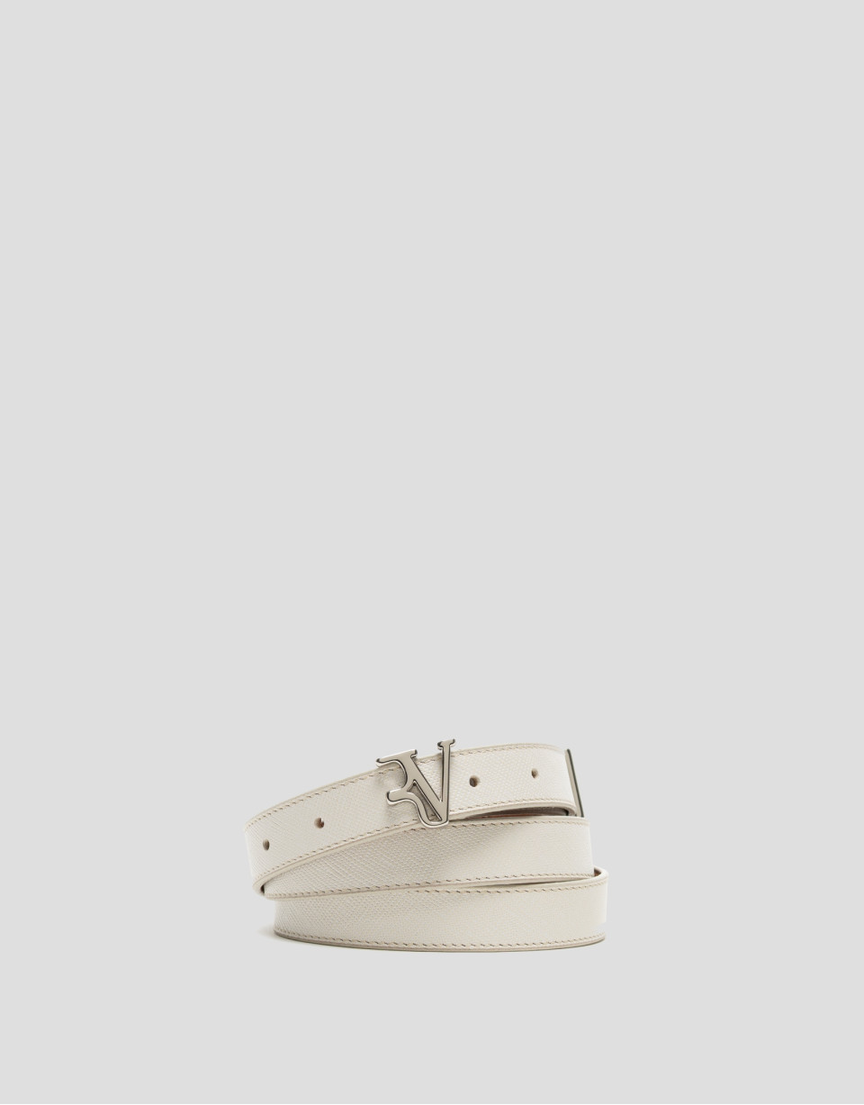 Cinturón estrecho piel saffiano beige - Mujer | Roberto Verino