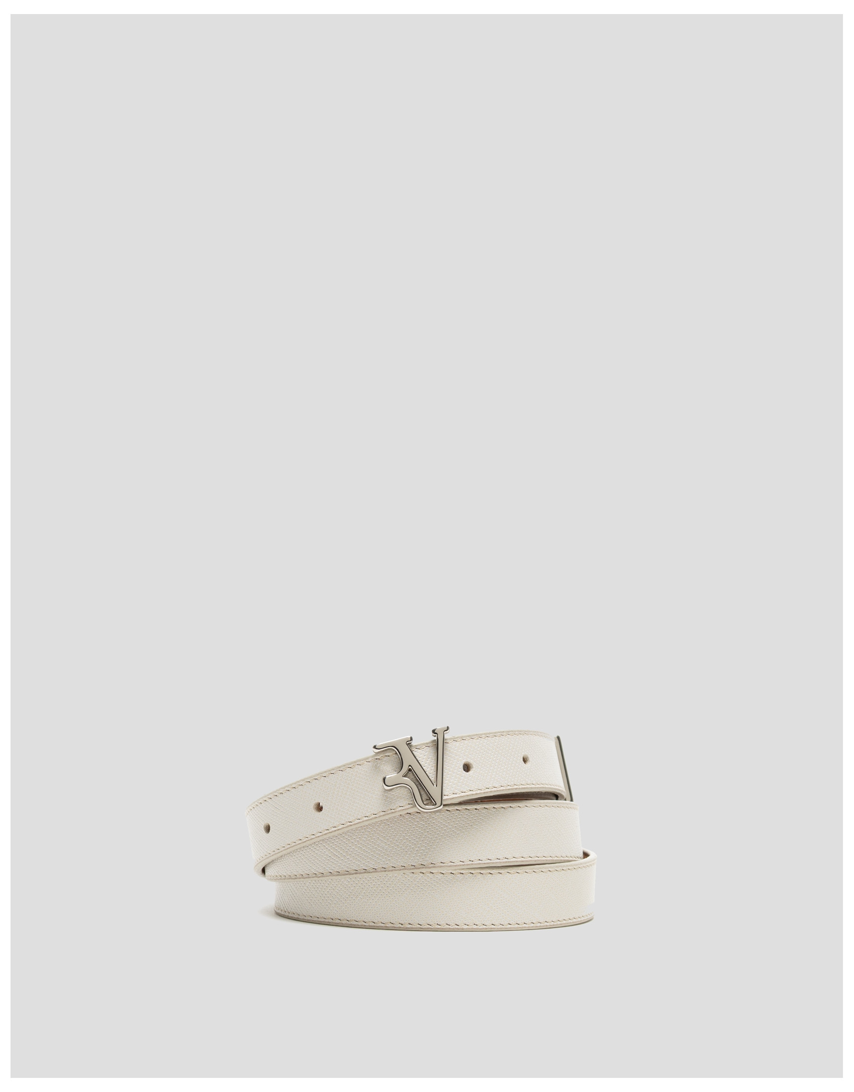 Cinturón estrecho piel saffiano beige - Mujer | Roberto Verino