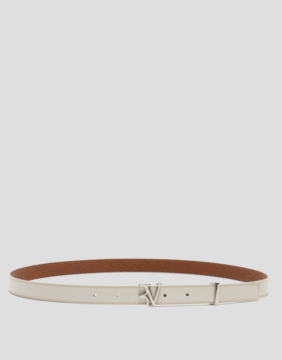 Cinturón estrecho piel saffiano beige - Mujer | Roberto Verino