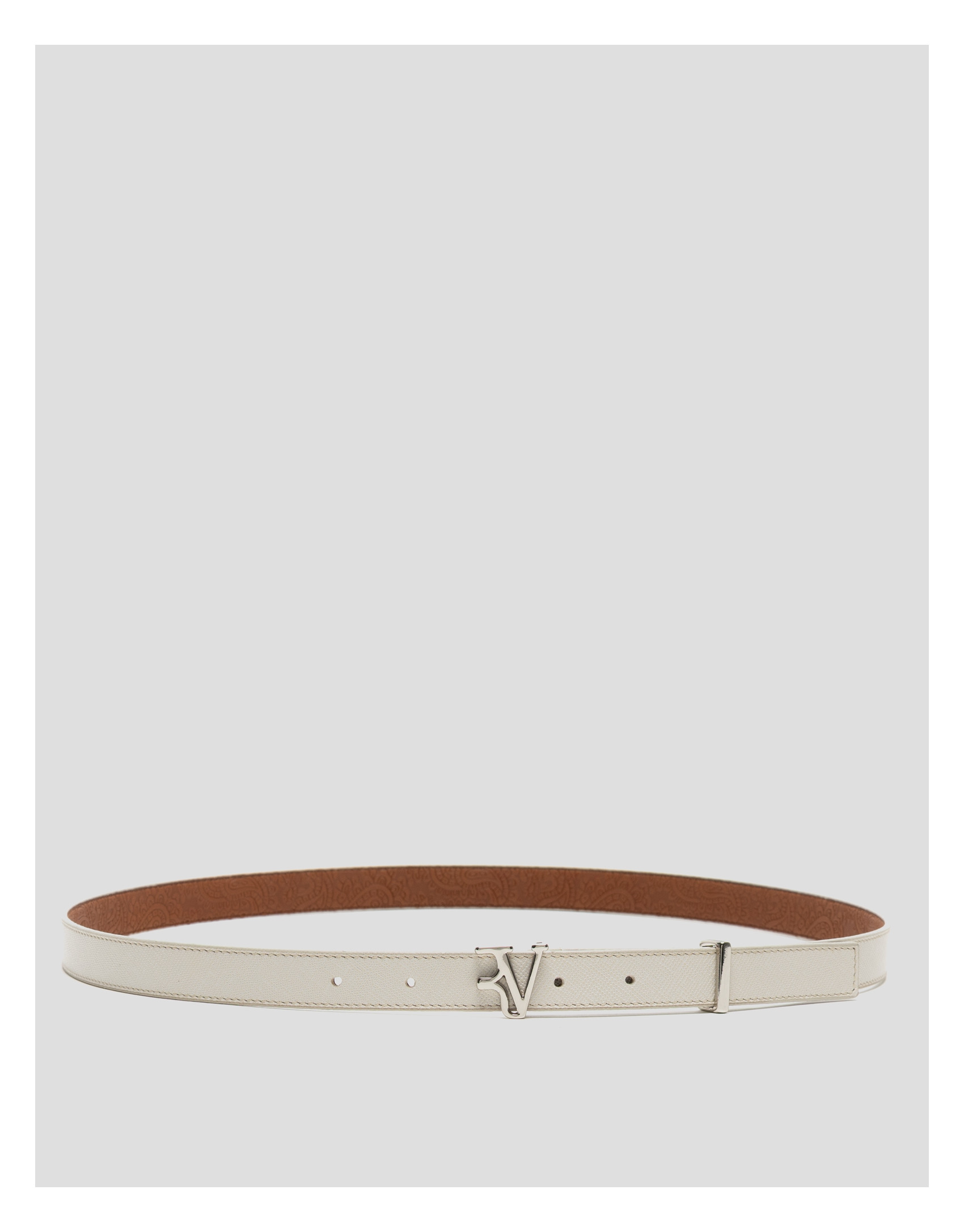 Narrow beige Saffiano leather belt - Woman | Roberto Verino