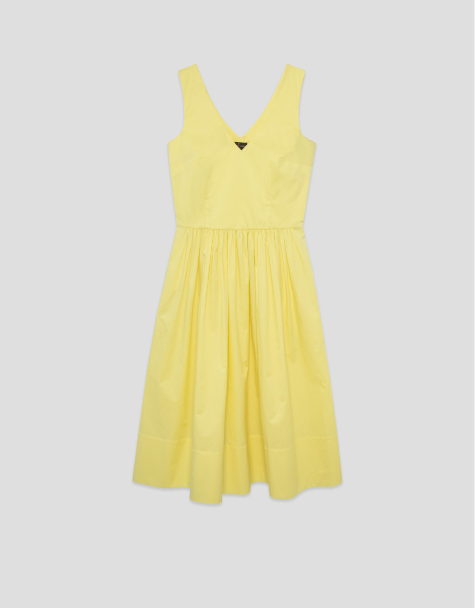 Vestido midi de sisas en algodón amarillo | Roberto Verino