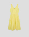 Vestido midi de sisas en algodón amarillo | Roberto Verino