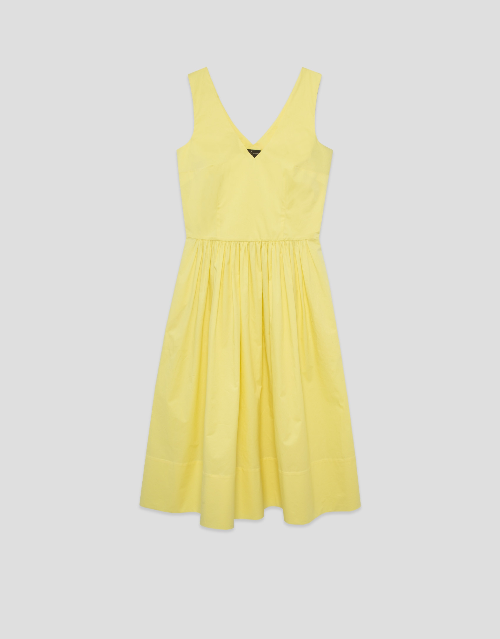 Vestido midi de sisas en algodón amarillo | Roberto Verino