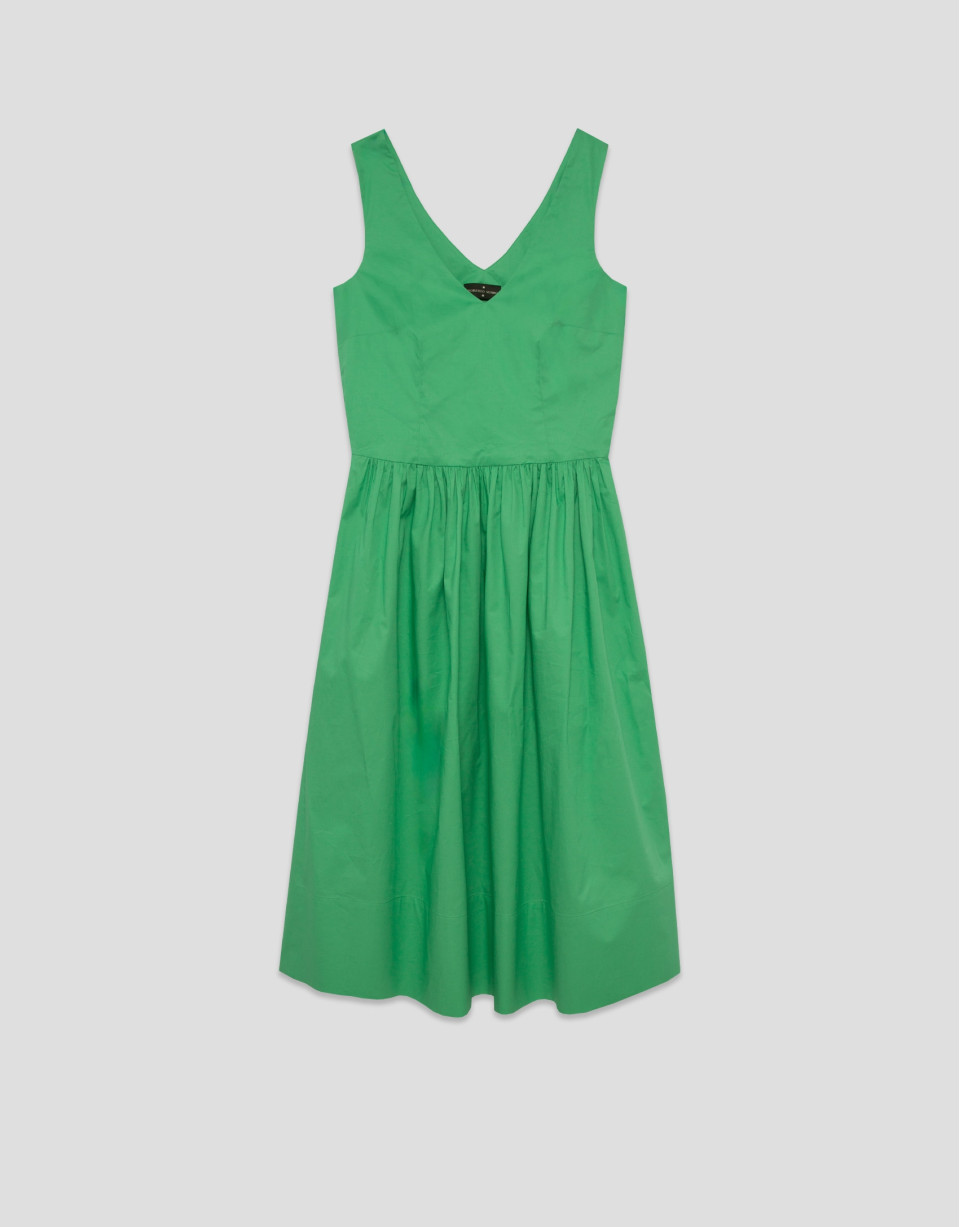 Vestido midi de sisas en algodón verde - Mujer | Roberto Verino