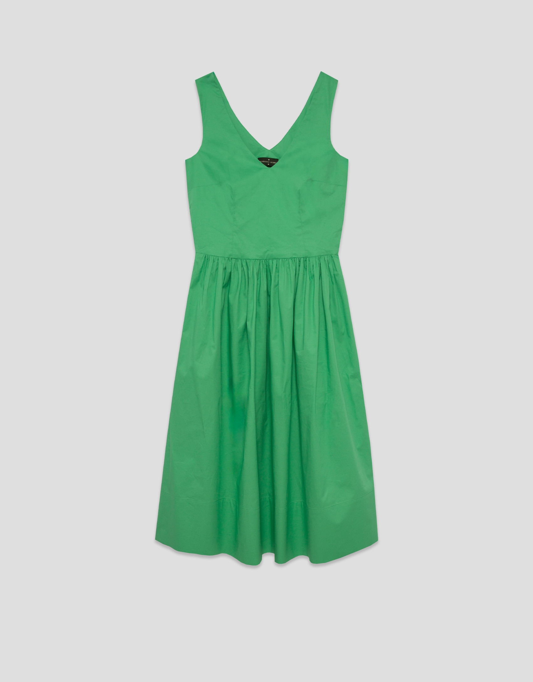 Vestido midi de sisas en algodón verde - Mujer | Roberto Verino