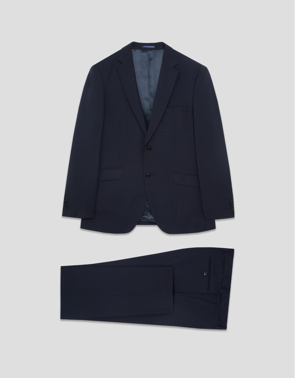 Dark blue regular fit half canvas suit - Man | Roberto Verino