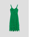 Vestido midi en crepe georgette verde con ... | Roberto Verino