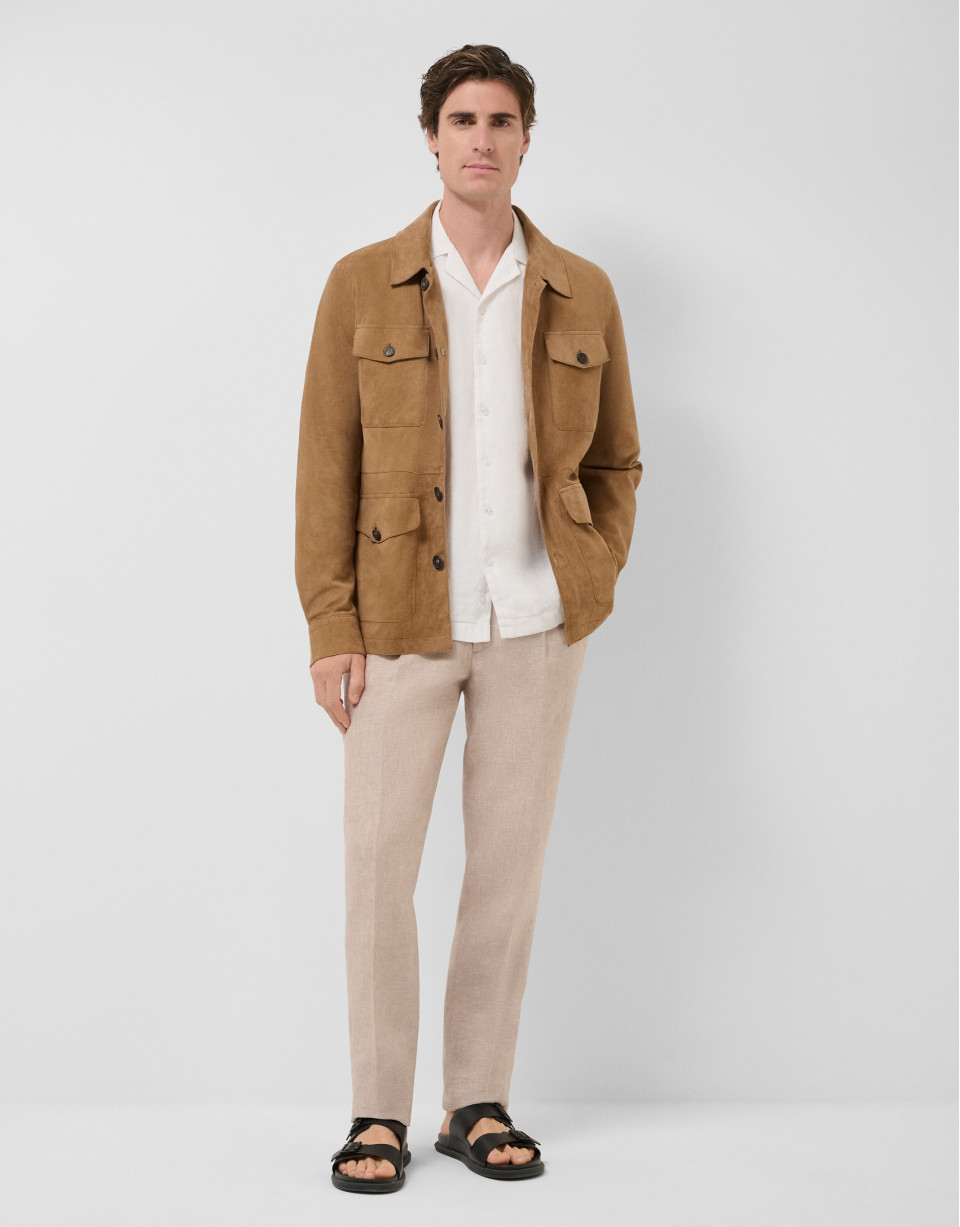 Camel suede safari jacket - Home | Roberto Verino