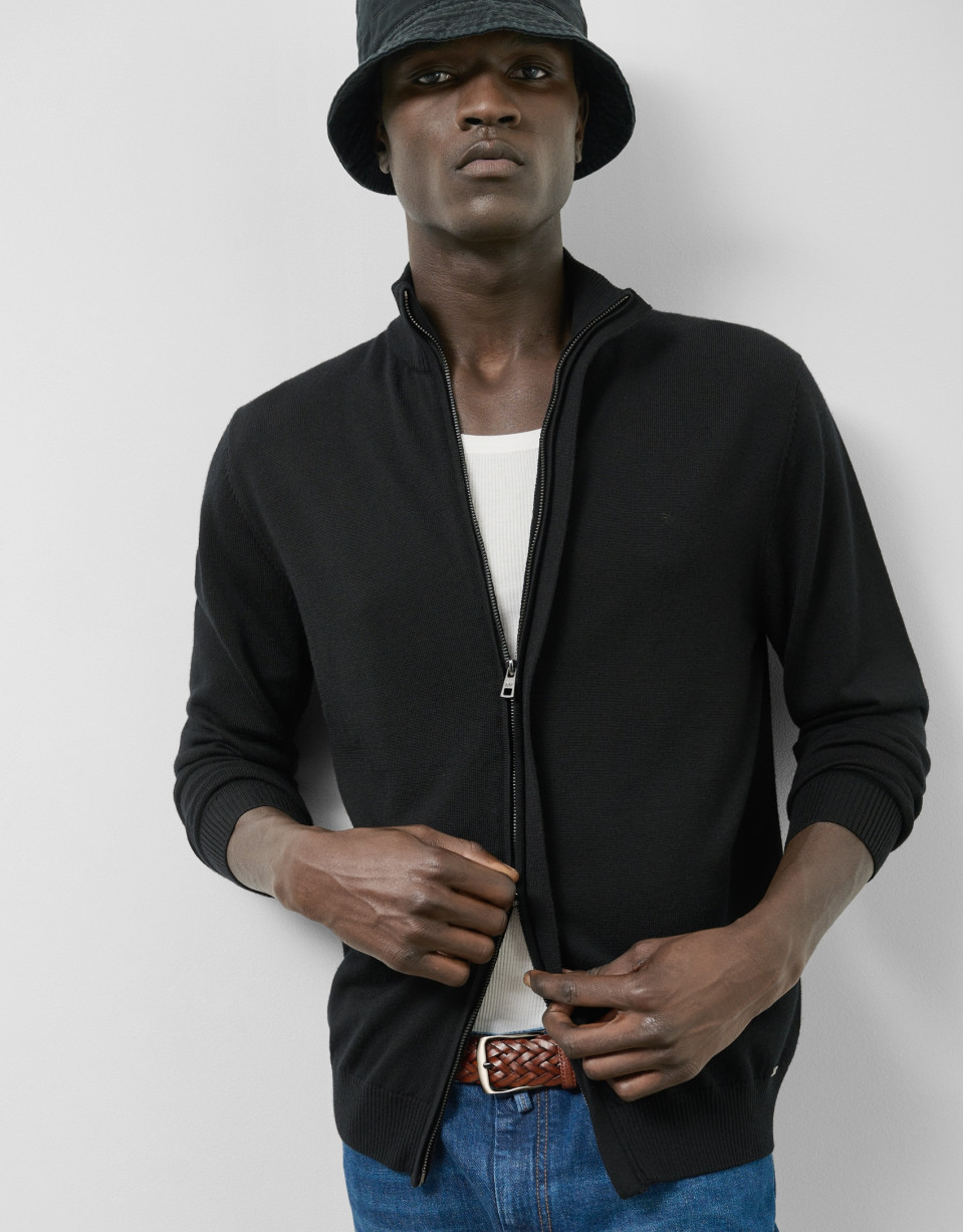 Plain black zipped jacket - Man - SS2025 | Roberto Verino