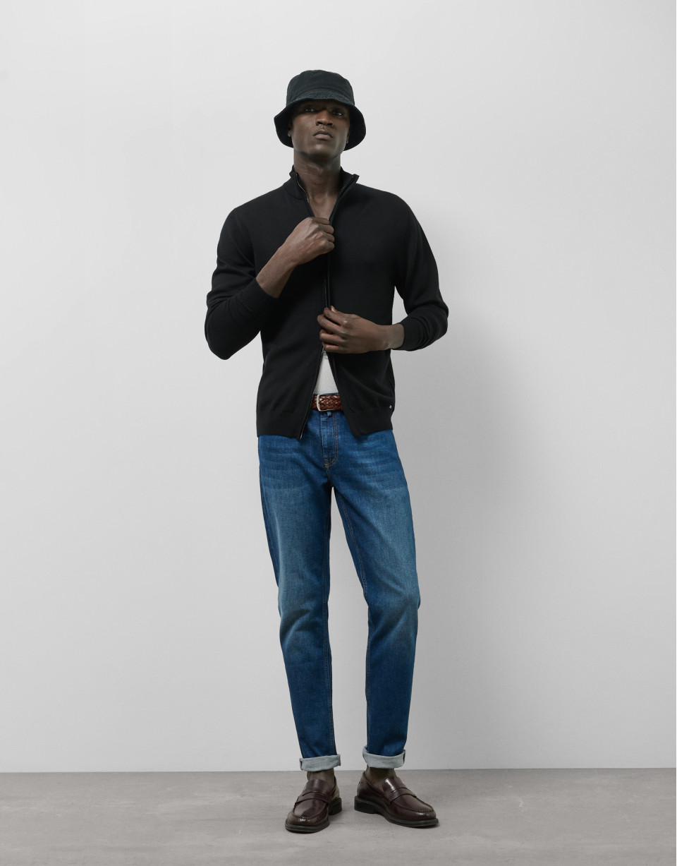 Plain black zipped jacket - Man - SS2025 | Roberto Verino