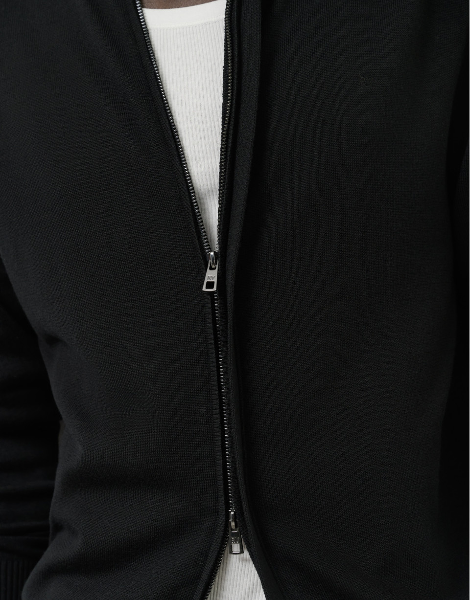 Plain black zipped jacket - Man - SS2025 | Roberto Verino
