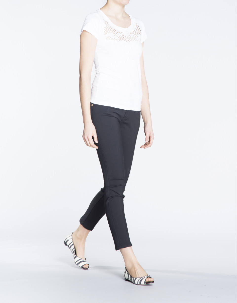 White short sleeve lace front top 