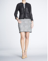 Black  short  gross-grain and chiffon jacket