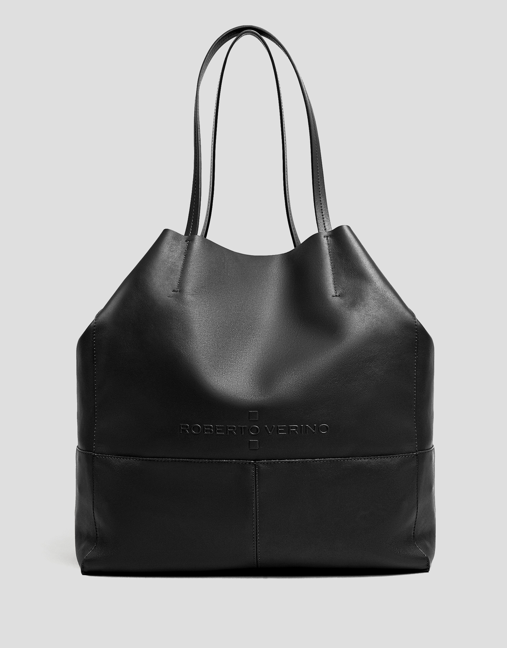 Bolso shopper Megan piel negro - Mujer - PV2025 | Roberto Verino