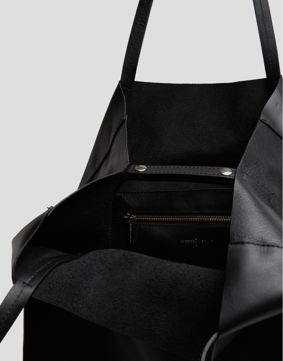 Megan shopper bag in black leather - Woman | Roberto Verino