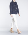 Navy blue gabardine with double row of buttons 