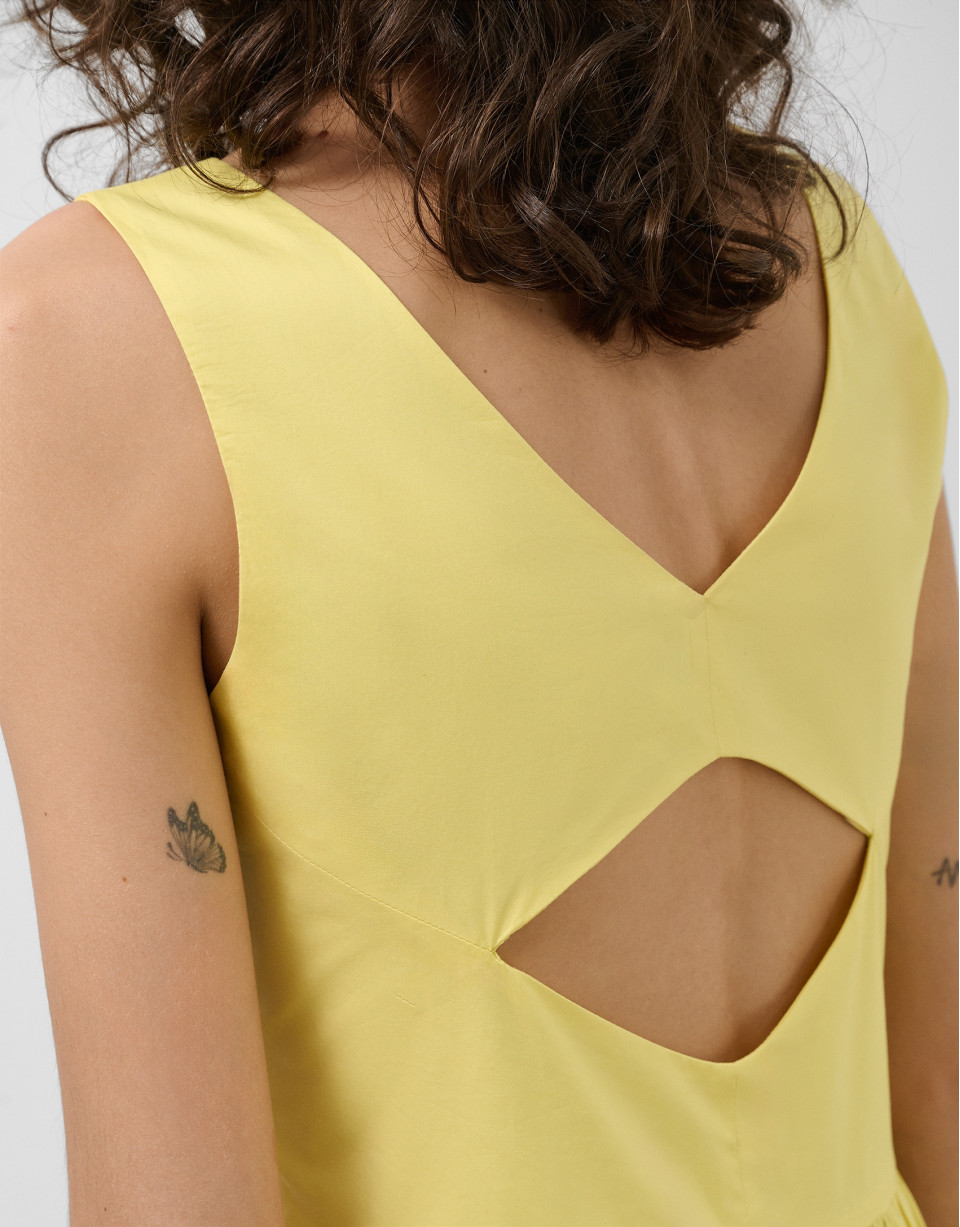 Vestido midi de sisas en algodón amarillo | Roberto Verino