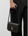 Black leather Mini Mafalda shoulder bag - Sale | Roberto Verino