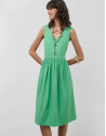 Vestido midi de sisas en algodón verde - Mujer | Roberto Verino