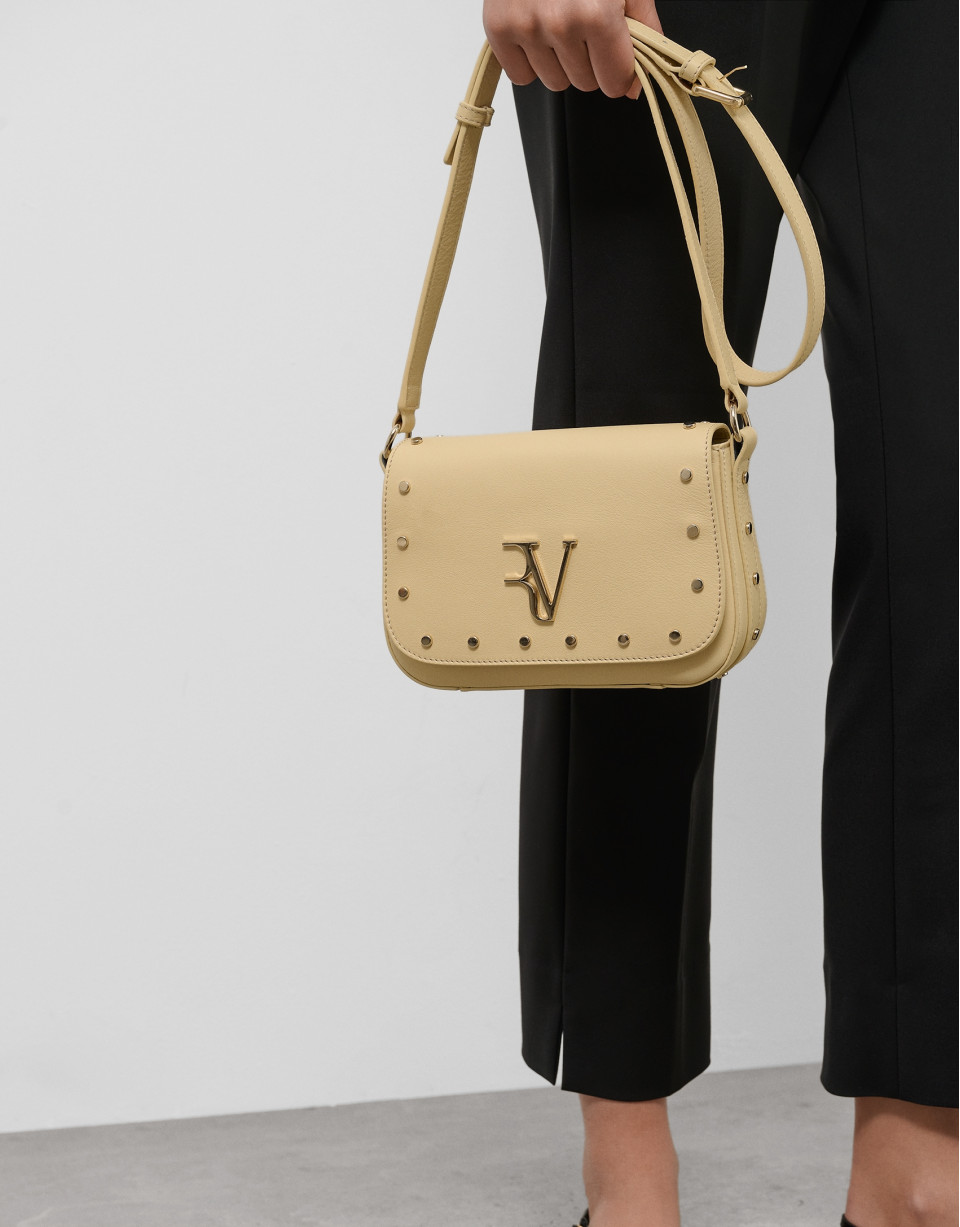 Beige leather Mini Mafalda shoulder bag - Sale | Roberto Verino