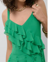 Vestido midi en crepe georgette verde con ... | Roberto Verino