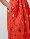 Midi sleeveless dress with red Swiss embroidery | Roberto Verino