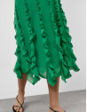 Vestido midi en crepe georgette verde con ... | Roberto Verino