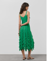 Vestido midi en crepe georgette verde con ... | Roberto Verino
