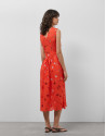 Midi sleeveless dress with red Swiss embroidery | Roberto Verino