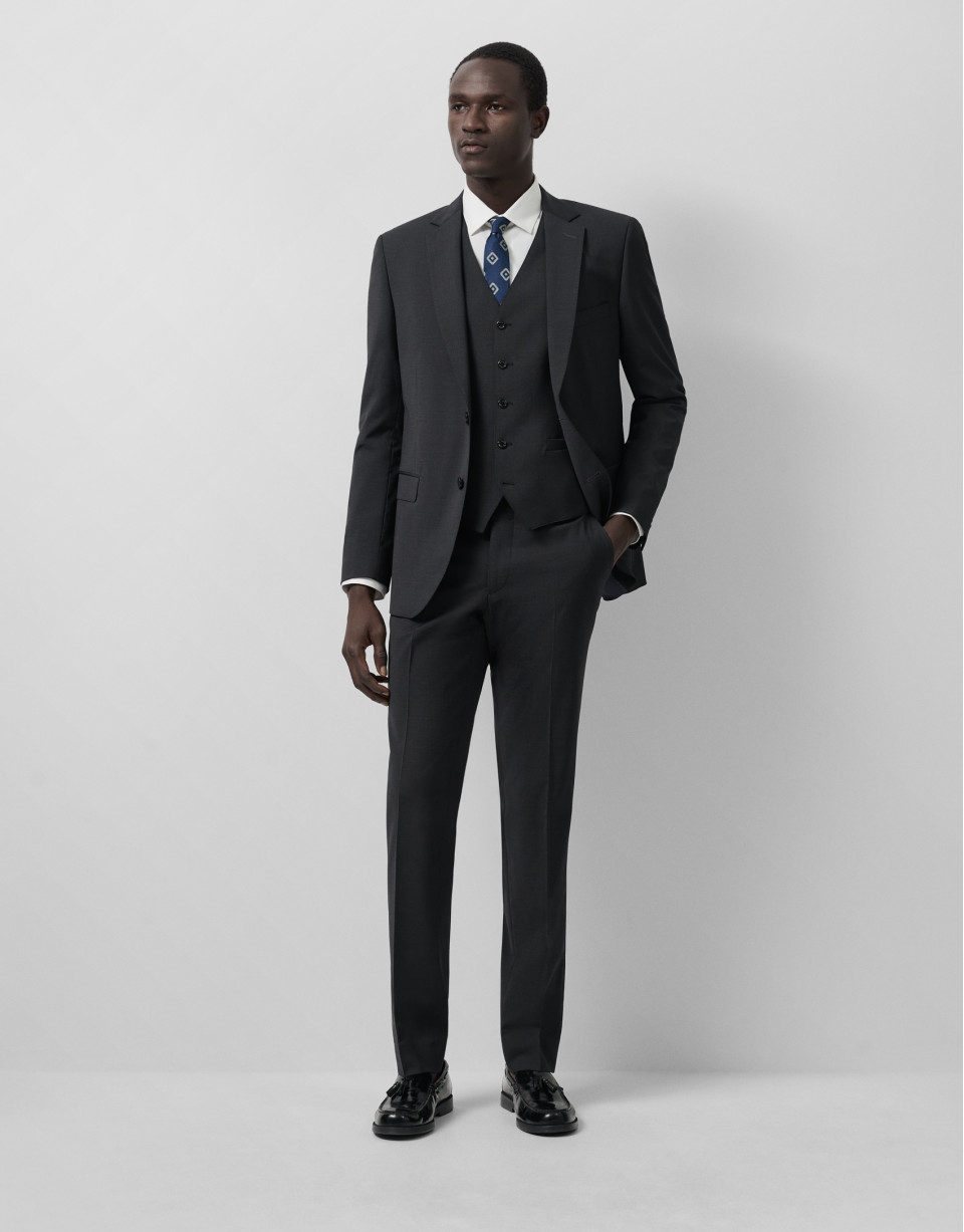 Traje half canvas slim fit liso gris oscuro | Roberto Verino