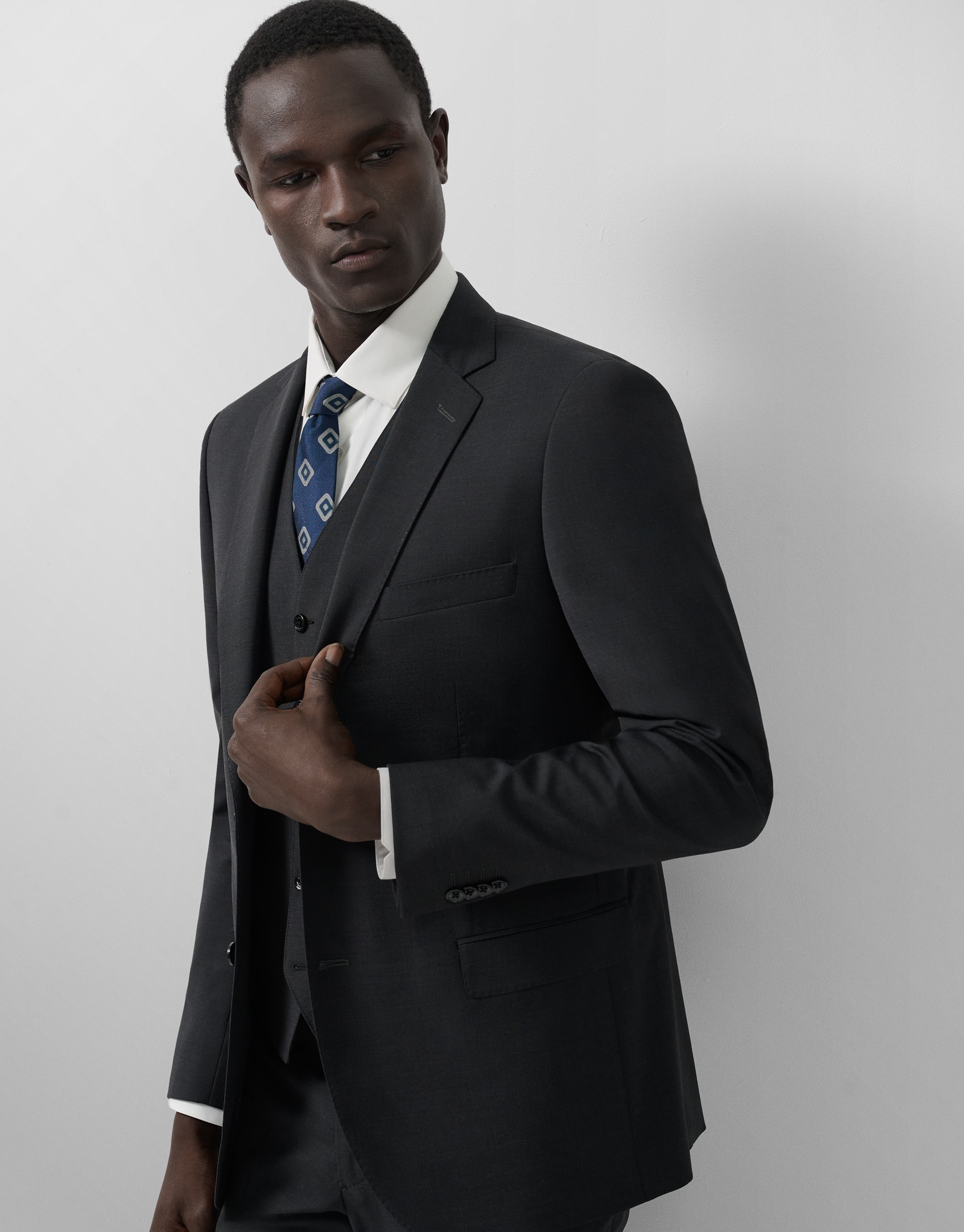 Traje half canvas slim fit liso gris oscuro | Roberto Verino