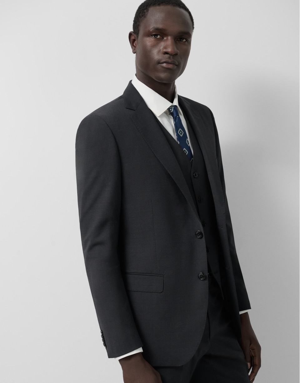 Traje half canvas slim fit liso gris oscuro | Roberto Verino