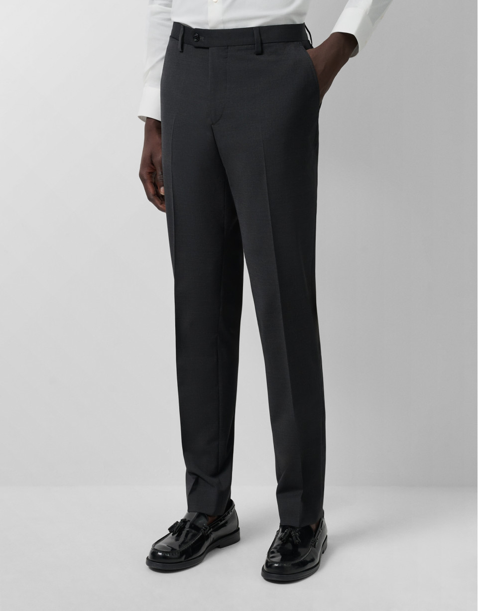 Dark grey fake plain slim fit half canvas suit | Roberto Verino