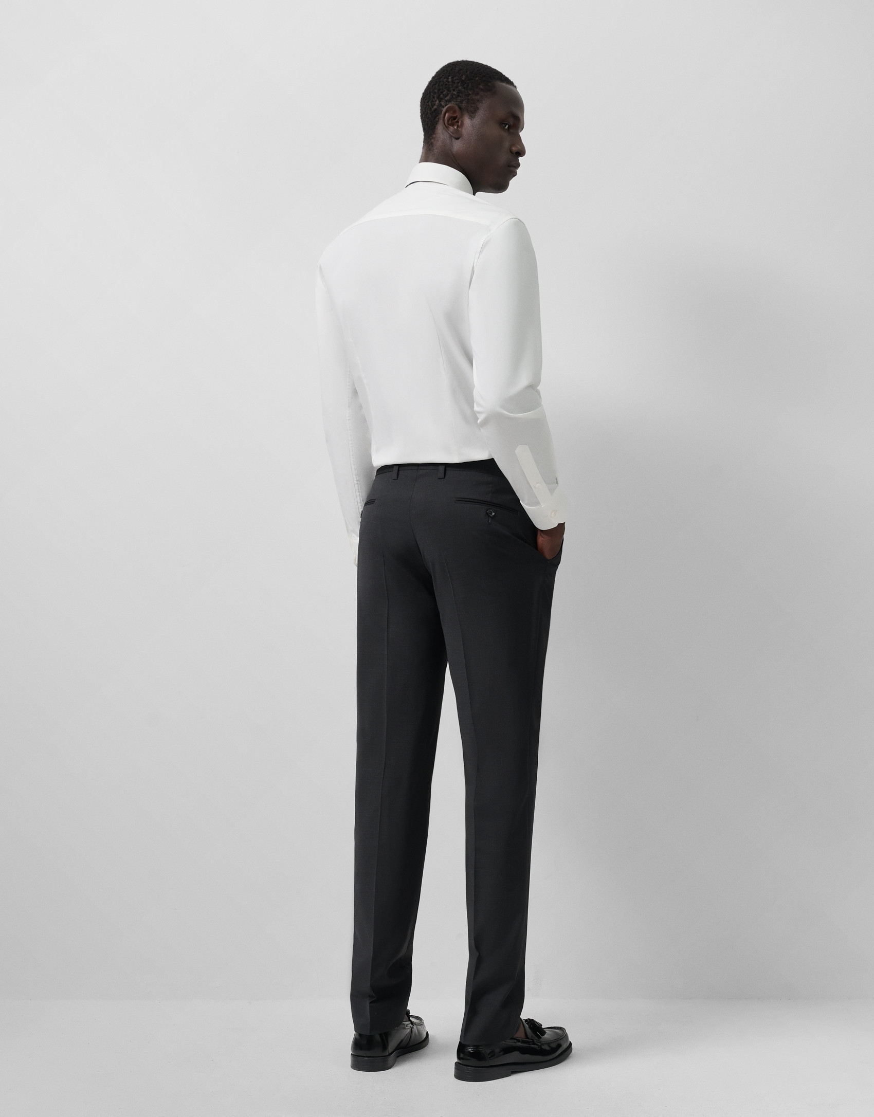 Dark grey fake plain slim fit half canvas suit | Roberto Verino