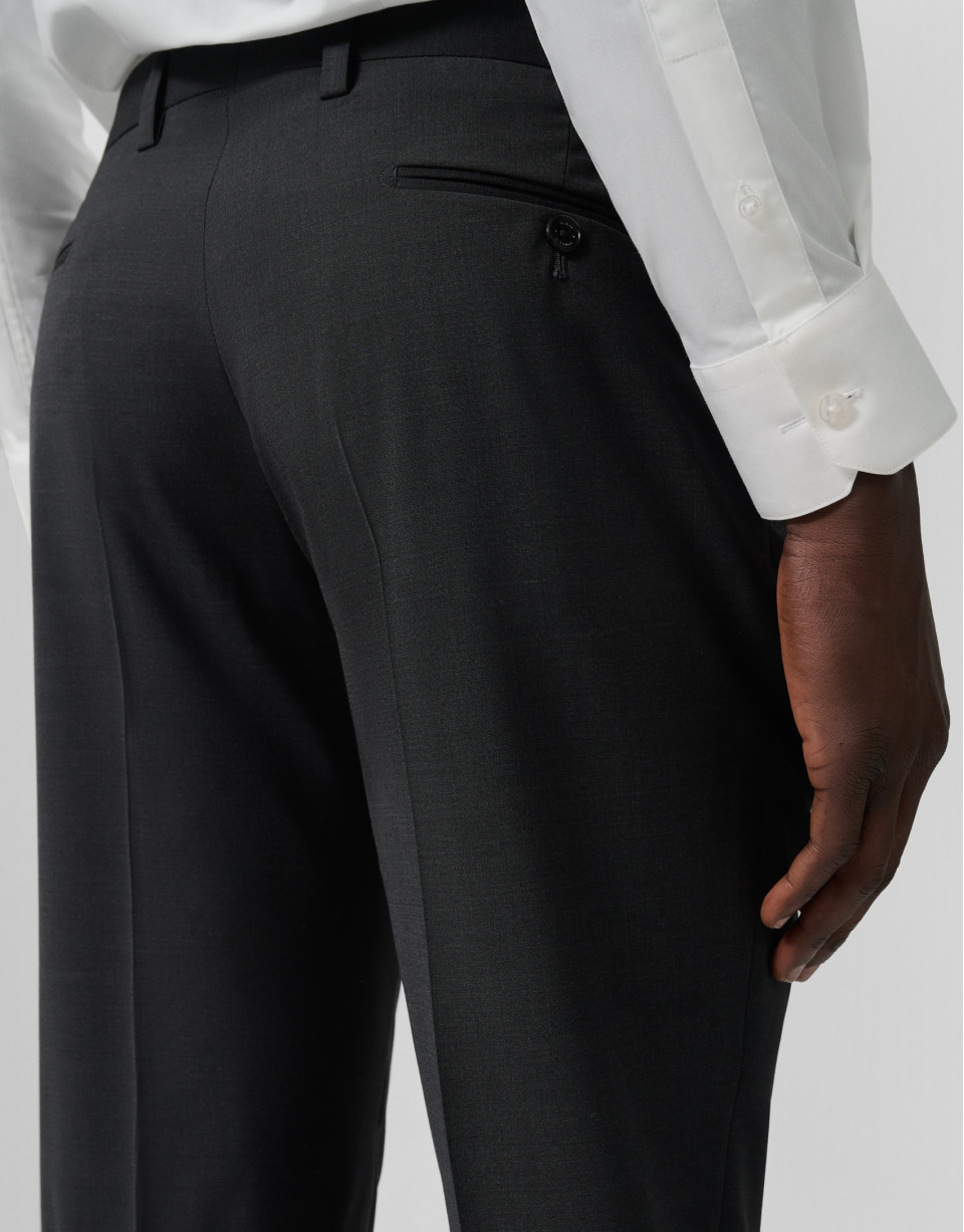 Dark grey fake plain slim fit half canvas suit | Roberto Verino