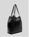 Megan Midi black leather shopper bag - Woman | Roberto Verino