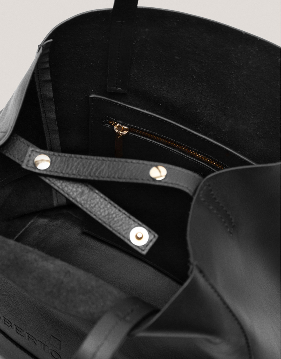 Bolso shopper Megan Midi piel negra - Mujer | Roberto Verino