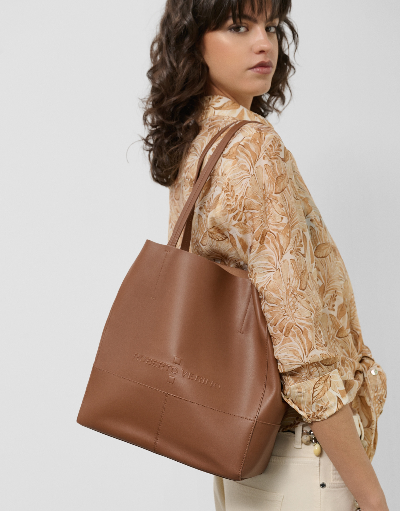 Megan Midi leather shopper bag - Woman - SS2025 | Roberto Verino