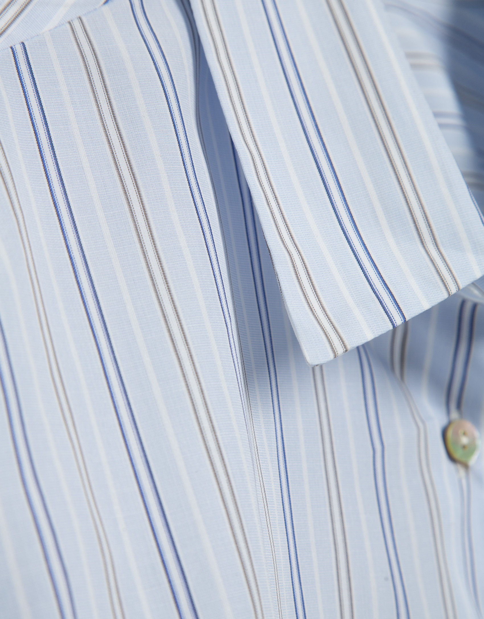 White cotton shirt with blue and gray stripes | Roberto Verino