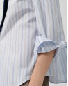White cotton shirt with blue and gray stripes | Roberto Verino