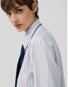 White cotton shirt with blue and gray stripes | Roberto Verino