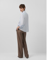 White cotton shirt with blue and gray stripes | Roberto Verino