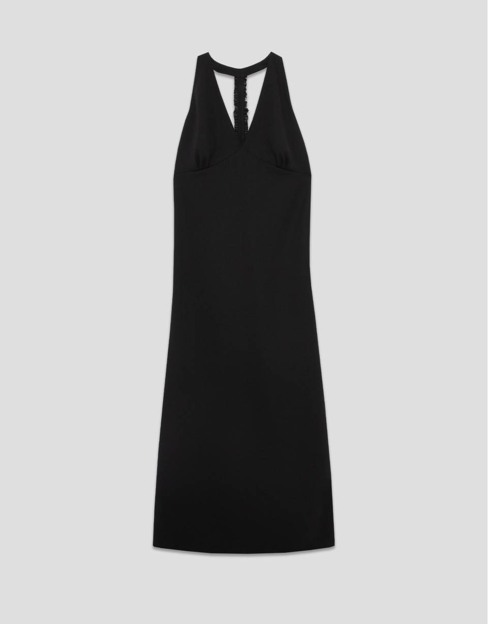 Vestido escote halter crepé negro - Mujer | Roberto Verino