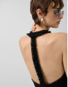 Vestido escote halter crepé negro - Mujer | Roberto Verino