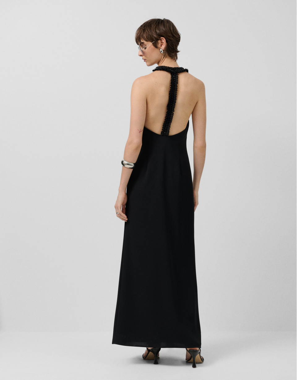 Vestido escote halter crepé negro - Mujer | Roberto Verino