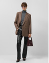 Double-breasted blazer in cool, toasted-brown... | Roberto Verino