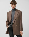 Double-breasted blazer in cool, toasted-brown... | Roberto Verino