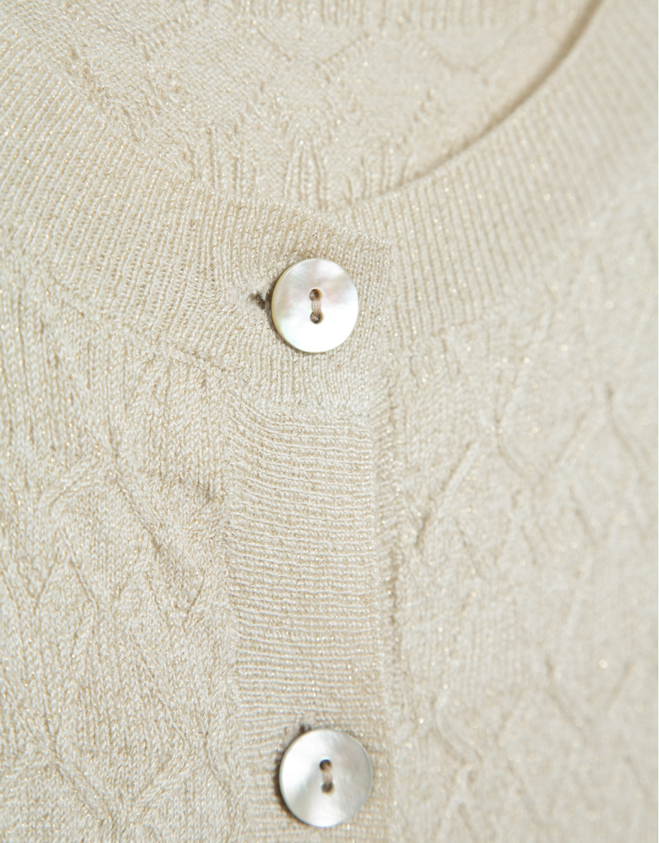 Chaqueta punto lana de galga fina beige - Mujer | Roberto Verino
