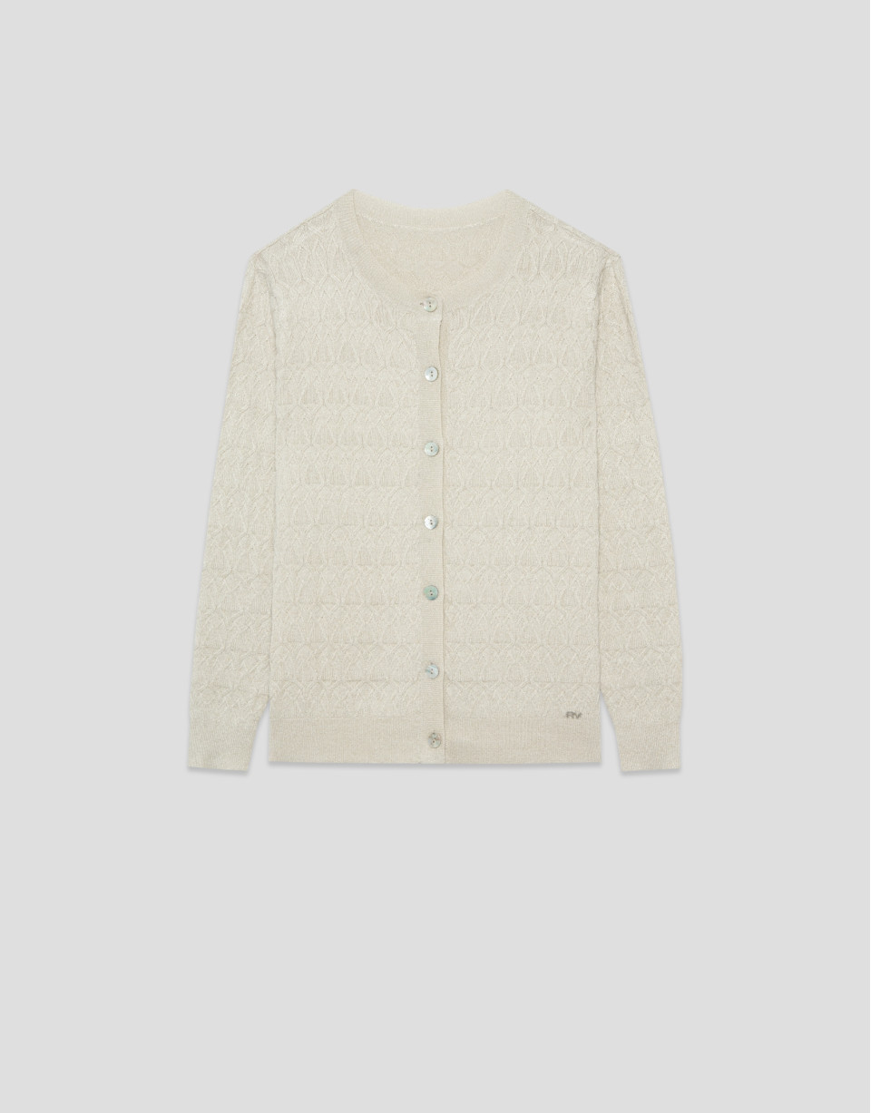 Chaqueta punto lana de galga fina beige - Mujer | Roberto Verino