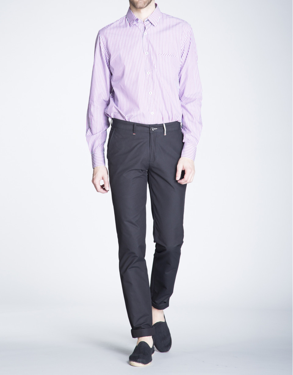 Camisa azul y coral sport rayas